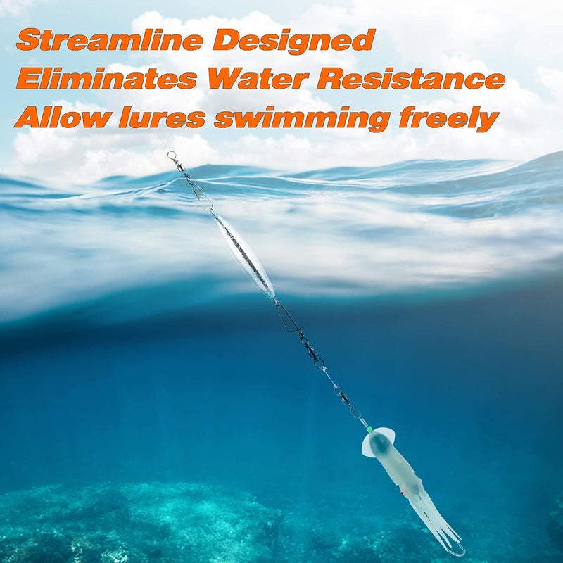 Dr.Fish 5 Pack Inline Trolling Sinker Torpedo Fishing Weight Lead Fishing Weight Sinker Double Ring Saltwater Offshore Boat Fishing - Image 4